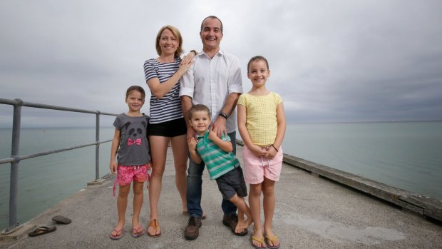 Victorian Deputy Premier James Merlino with his wife Meagan and their children Emma, Josh and Sophie. 