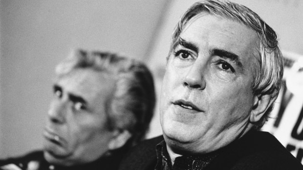 Sir Les Patterson and Peter Cook front the first Melbourne International Comedy Festival launch in 1987.
