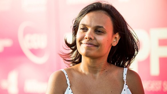 Actor Miranda Tapsell arrives at Tropfest.