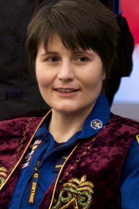 Italian astronaut Samantha Cristoforetti in Kazakhstan after safely returning to Earth.