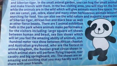 Tourist attraction: The park promotes the "race show" between cheetah and greyhound in its brochure.