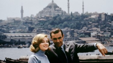 Sean Connery stars as James Bond and Daniela Bianchi as Tatiana Romanova in <i>From Russia with Love</i>.