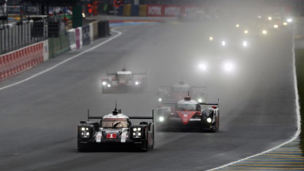 The Porsche Team of Webber, Brendon Hartley and Timo Bernhard at Le Mans.