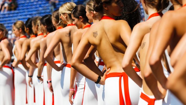 'Grid girls' line up after the qualifying session for the Formula One Grand Prix in Monaco.