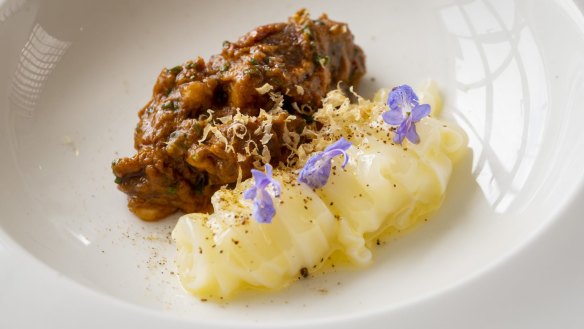 Mornington Peninsula squid, shiitake XO and rosemary potatoes at Audrey's.