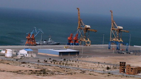A Pakistan Navy ship berth at Gwadar port.
