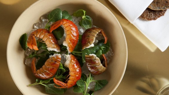 Yabbies and pikelets at the Cured &amp; Cultured bar at Bennelong.