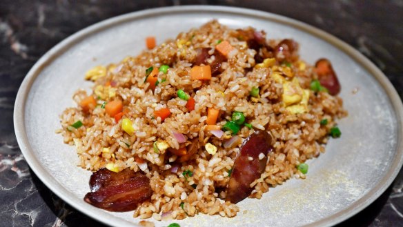 Sichuan fried rice with sweet preserved pork. 