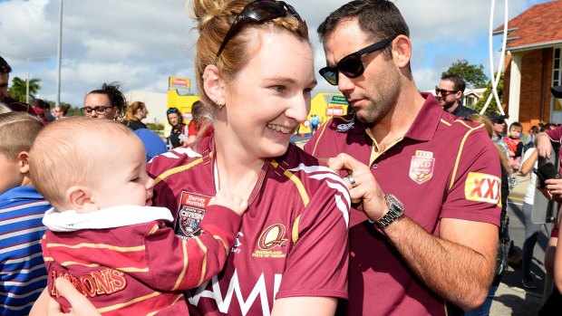 Fan day: Cameron Smith signs autographs during a Maroons' State of Origin day for supporters in Gladstone.