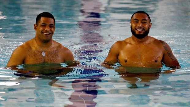 Scott Sio and Sekope Kepu of Australia during a Wallabies recovery session.