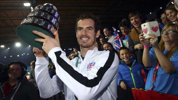 Breakthrough: Andy Murray lifts the Davis Cup trophy in late November.
