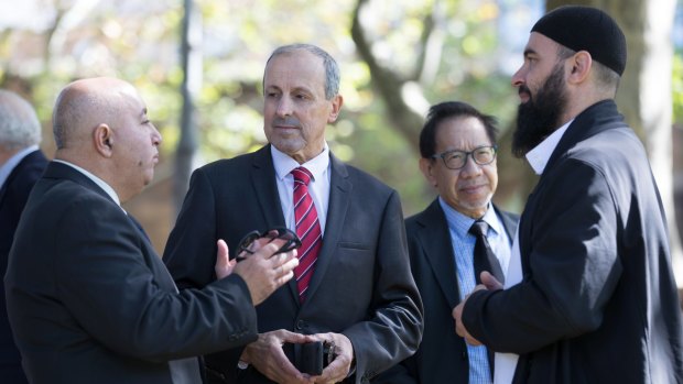From left: International Coptic Union vice-president Hany Gayed, NSW Jewish Board of Deputies Vic Alhadeff, the Chinese Australian Forum's Tony Pang and Imam Wessam Charkawi of the Australian National Imams Council are members of the Keep NSW Safe coalition.