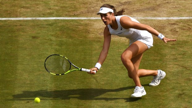 Australian-born Brit Johanna Konta plays a forehand.