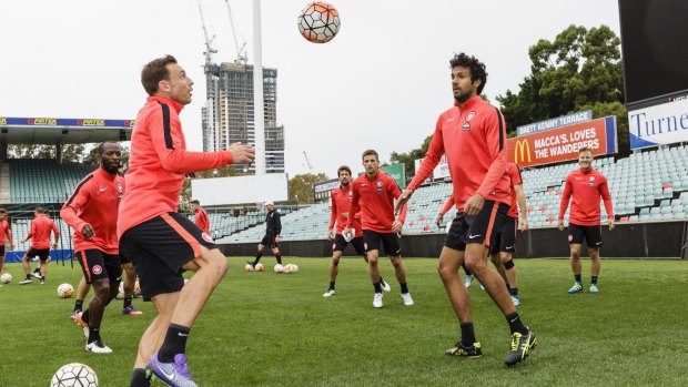 Eye on the prize: The Western Sydney Wanderers are put through their paces at Pirtek Stadium.