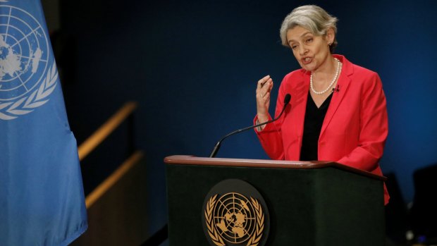 UNESCO Director-General Irina Bokova of Bulgaria puts her case to be made the next UN secretary-general in New York.