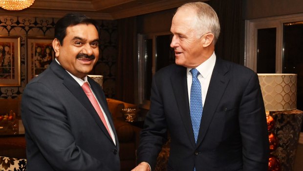 Prime Minister Malcolm Turnbull met with India's Adani Group founder and chairman Gautam Adani in New Delhi on Monday.
