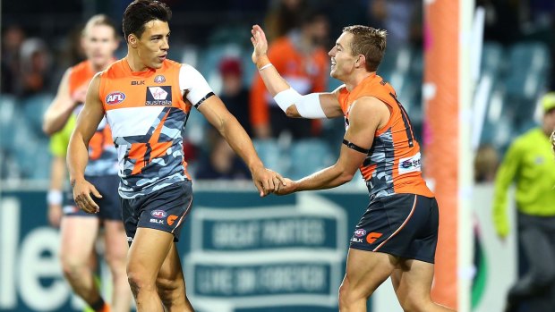 Dylan Shiel (left) is one of the Giants making an impact.