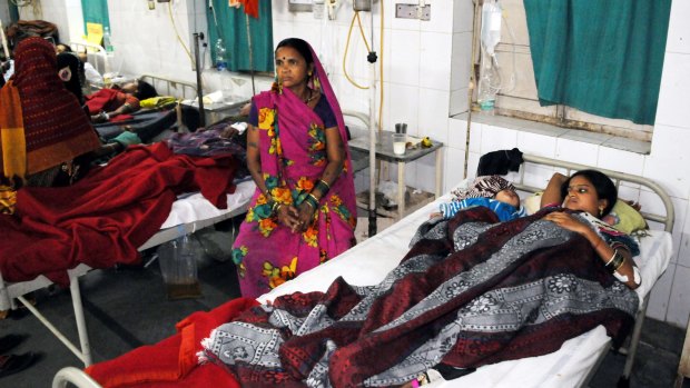 Indian women who had the sterilisation surgery are treated in hospital in Bilasput, Chhattisgarh.