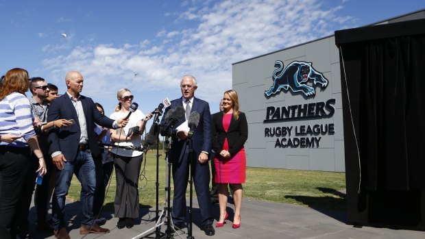 Malcolm Turnbull opens the Penrith Panthers Rugby League Academy on Wednesday.