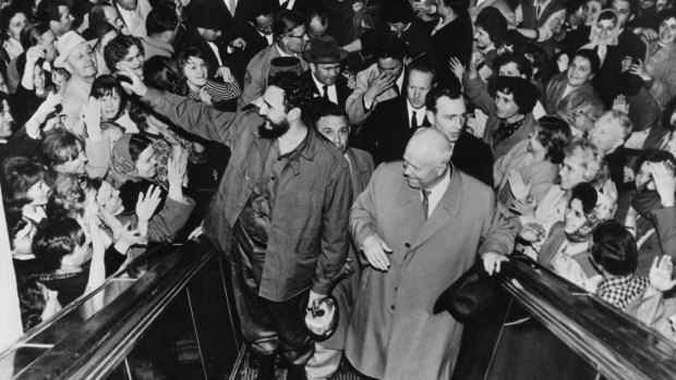 Then Cuban prime minister Fidel Castro and Soviet leader Nikita Khrushchev in Moscow in 1963.