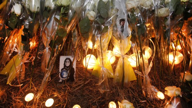 Memorial: French authorities installed a monument to honour the victims of the Germanwings crash in front of the mountain where they died.