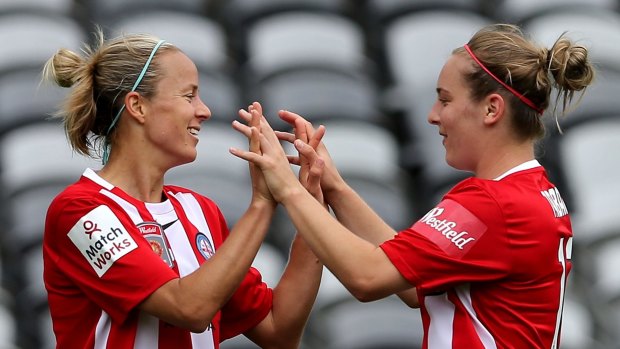 Excited: Melbourne City's Aivi Luik (left) is hoping for 12 wins on the trot.