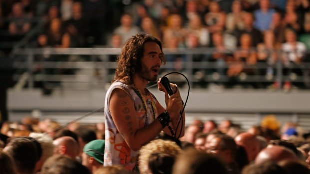 Russell Brand joins the crowd during this Trew World Order show in Melbourne last week.
