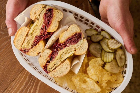 The brisket and gruyere bagel, already a best-seller at Bagels Baby in Pascoe Vale.