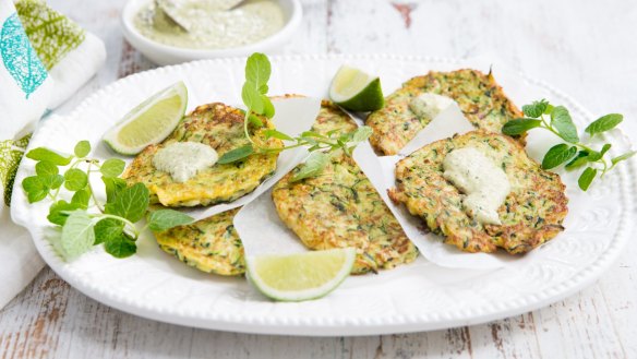 Zucchini fritters love a dollop of aioli.