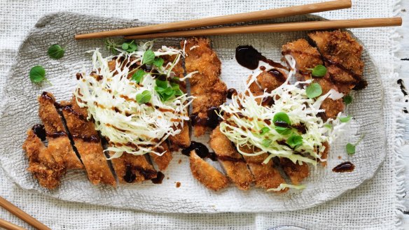 Pork tonkatsu with slaw.