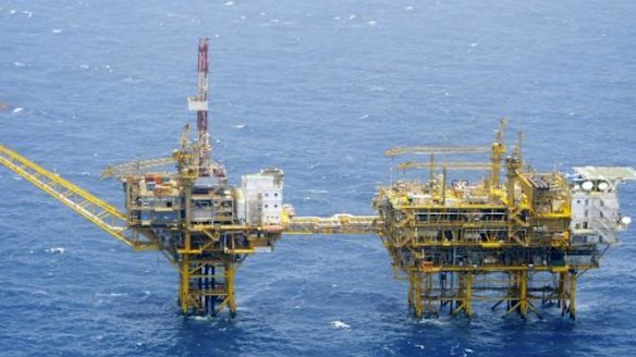 Chinese platforms in the East China Sea in March, in a photo released by Japan's defence ministry on Wednesday.  