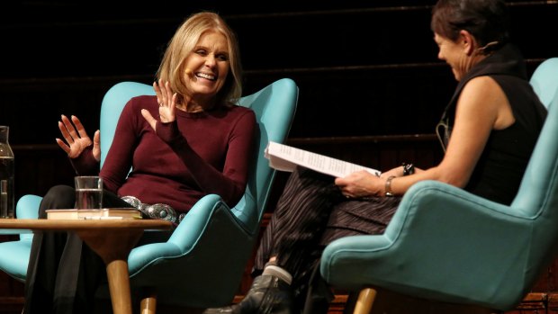 Gloria Steinem talks to Jennifer Byrne at a sold-out Sydney Town Hall event at the 2016 Sydney Writers Festival.