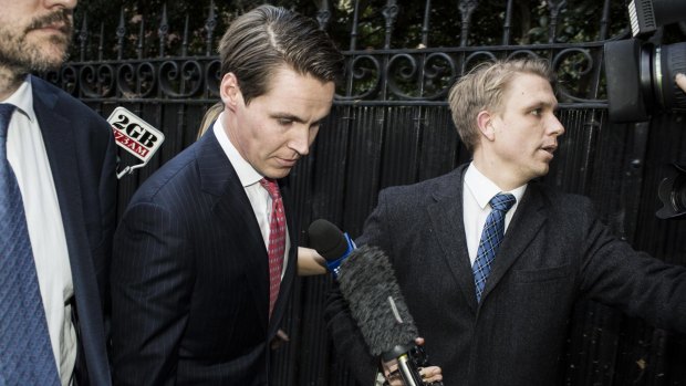 Oliver Curtis leaving St James Supreme Court after being found guilty of insider trading.