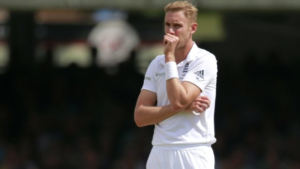 Thinking time: England's Stuart Broad had a hard time of things at Lord's.