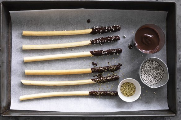 Choc-dipped breadsticks based on the popular Japanese snack Pocky.