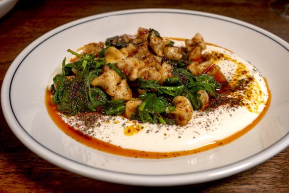 Beef manti with sumac, mint and yoghurt.