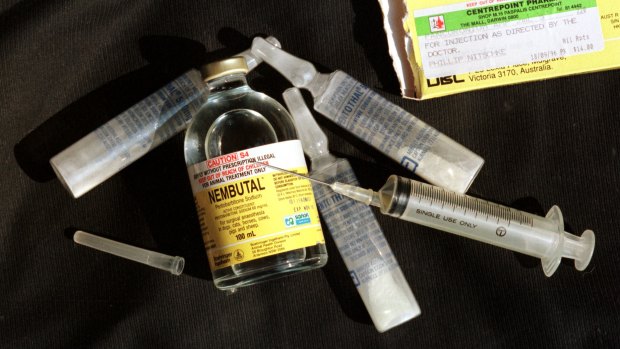A demonstration earlier this year in Canberra taught people how to test the purity of euthanasia drug Nembutal.