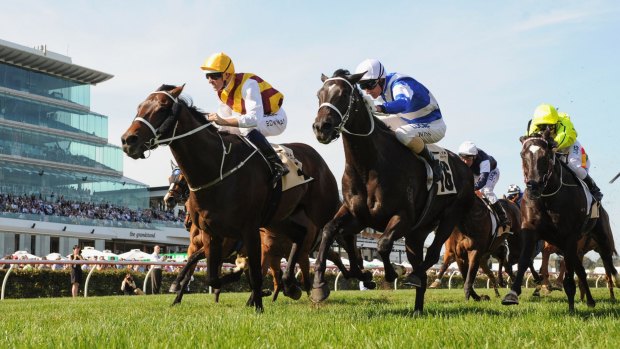 Different strokes: Hugh Bowman scores in the group 1 Turnbull Stakes on Preferment.