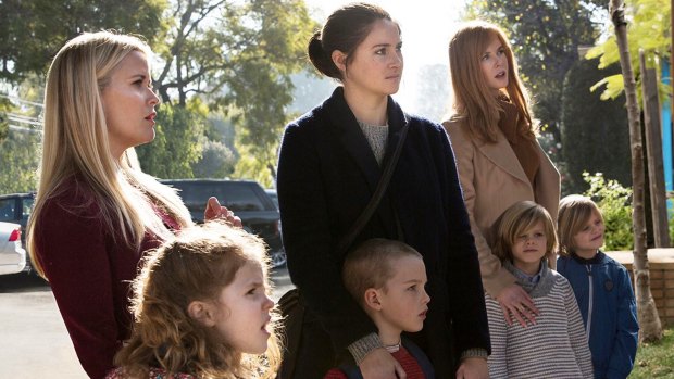 Reese Witherspoon, Shailene Woodley and Nicole Kidman in the HBO production of Liane Moriarty's <i>Big Little Lies</i>.
