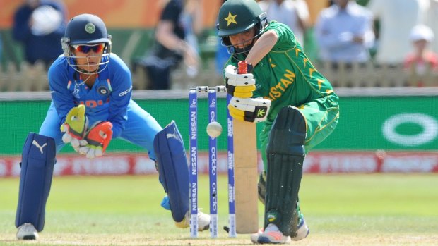 Pakistan captain Sana Mir against India.