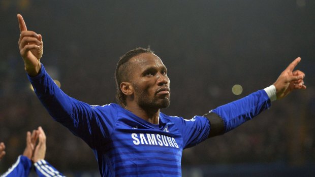Veteran: Didier Drogba celebrates after scoring for Chelsea.