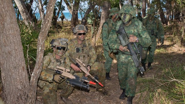 Australian and Singapore soldiers on an exercise at Shoalwater Bay (File image).