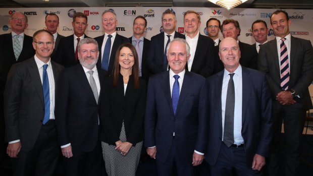 Prime Minister Malcolm Turnbull and Mitch Fifield joined a June summit of media executives, all urging the Senate to pass industry reforms. 