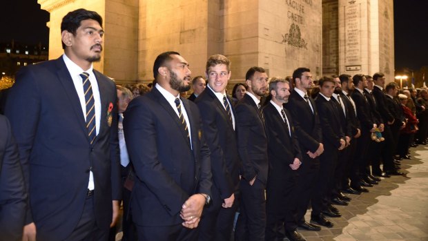 The Wallabies attend a ceremony at the Tomb of the Unknown Soldier at the Arc de Triomphe.