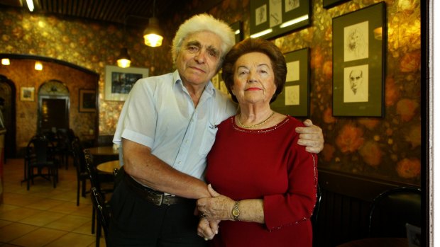 Avram and Masha Zeleznikow at Cafe Scheherazade on Ackland Street.