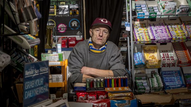 Peter Kennedy has run his kiosk on Collins Street for 25 years, but has increasingly struggled to keep the business viable.