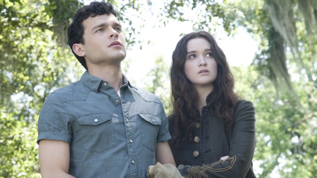 Alden Ehrenreich with Alice Englert in <i>Beautiful Creatures</i>.

