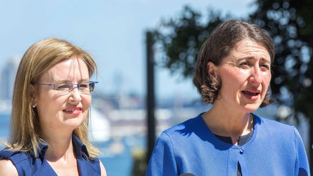 Premier Gladys Berejiklian (right) with Local Government Minister Gabrielle Upton. The court ruling against the merger of Ku-ring-gai and Hornsby councils was an untimely reminder to voters.