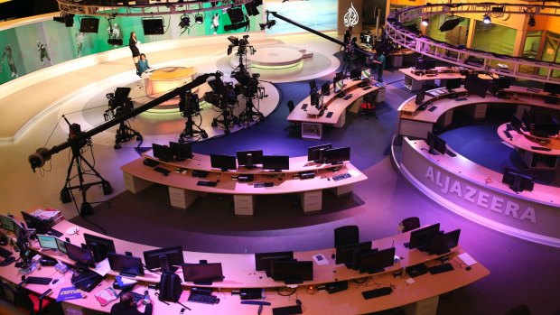 The Al-Jazeera news studio in Doha, Qatar.