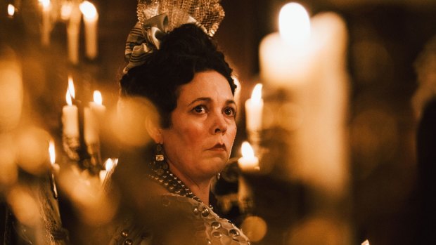 Olivia Colman plays Queen Anne in The Favourite.